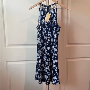 NWT Michael Michael Kors Navy and White Midi Dress